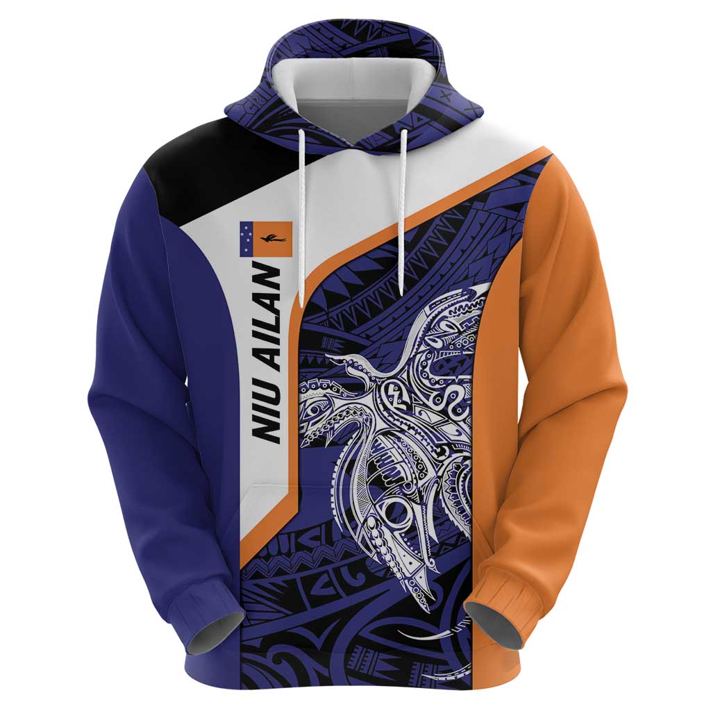 Personalised PNG New Ireland Hoodie Bird of Paradise Tattoo Flag Motif - Polynesian Pride