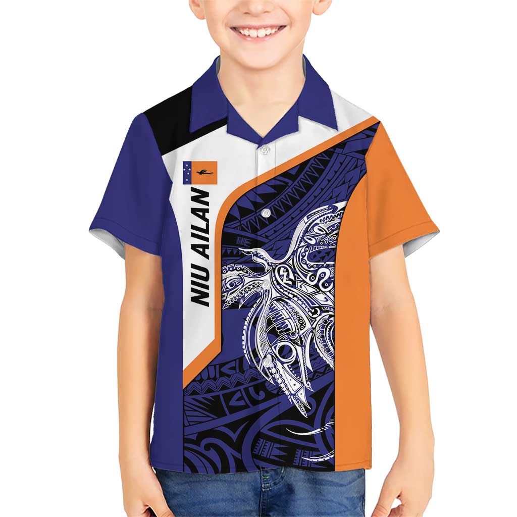 Personalised PNG New Ireland Kid Hawaiian Shirt Bird of Paradise Tattoo Flag Motif - Polynesian Pride