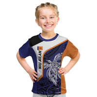 Personalised PNG New Ireland Kid T Shirt Bird of Paradise Tattoo Flag Motif - Polynesian Pride
