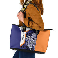 Personalised PNG New Ireland Leather Tote Bag Bird of Paradise Tattoo Flag Motif - Polynesian Pride