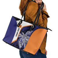 Personalised PNG New Ireland Leather Tote Bag Bird of Paradise Tattoo Flag Motif - Polynesian Pride