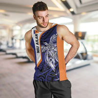 Personalised PNG New Ireland Men Tank Top Bird of Paradise Tattoo Flag Motif LT9 Orange - Polynesian Pride
