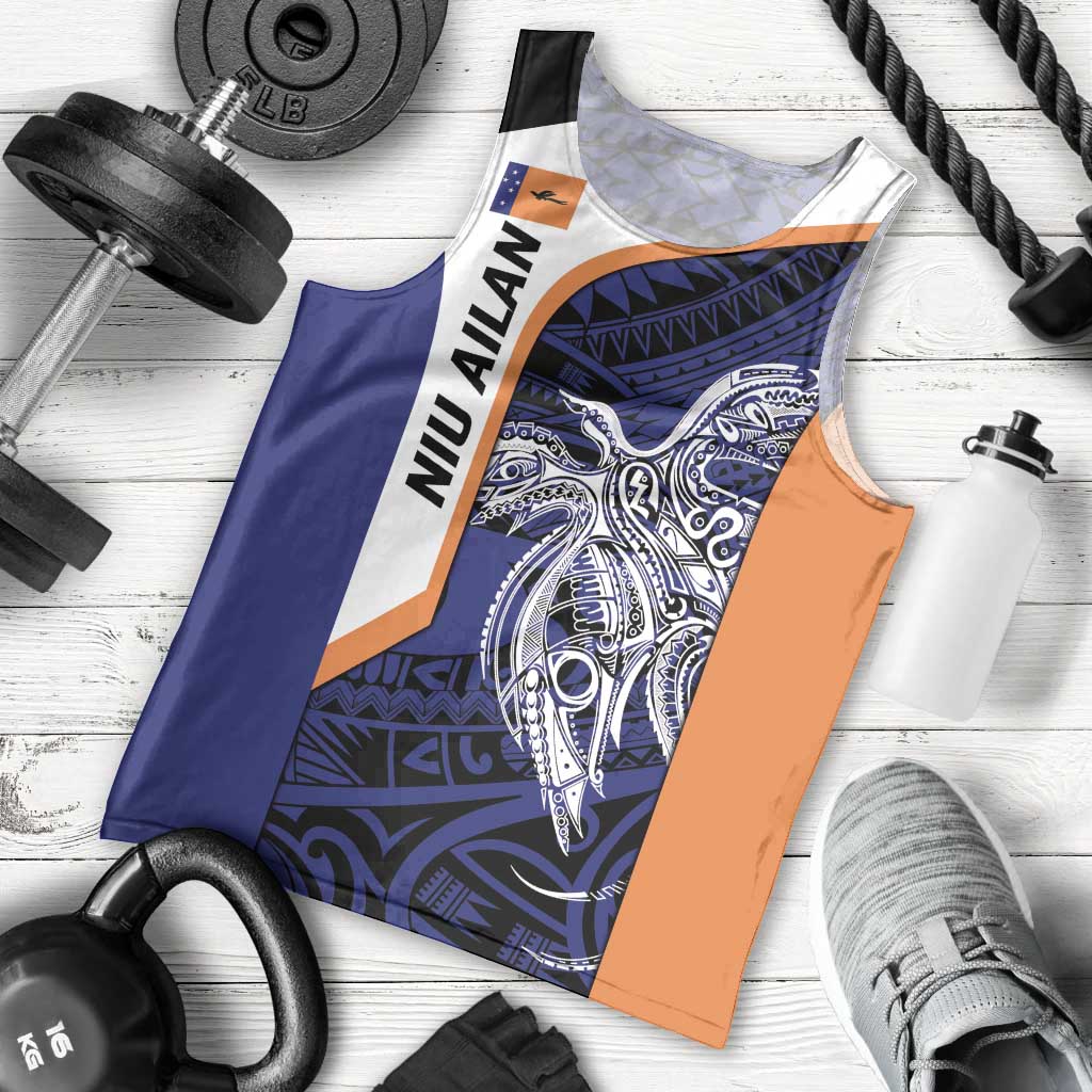 Personalised PNG New Ireland Men Tank Top Bird of Paradise Tattoo Flag Motif LT9 - Polynesian Pride