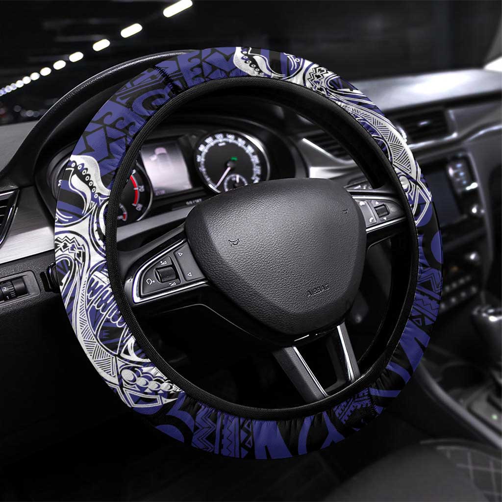 PNG New Ireland Steering Wheel Cover Bird of Paradise Tattoo Flag Motif LT9 Universal Fit Orange - Polynesian Pride