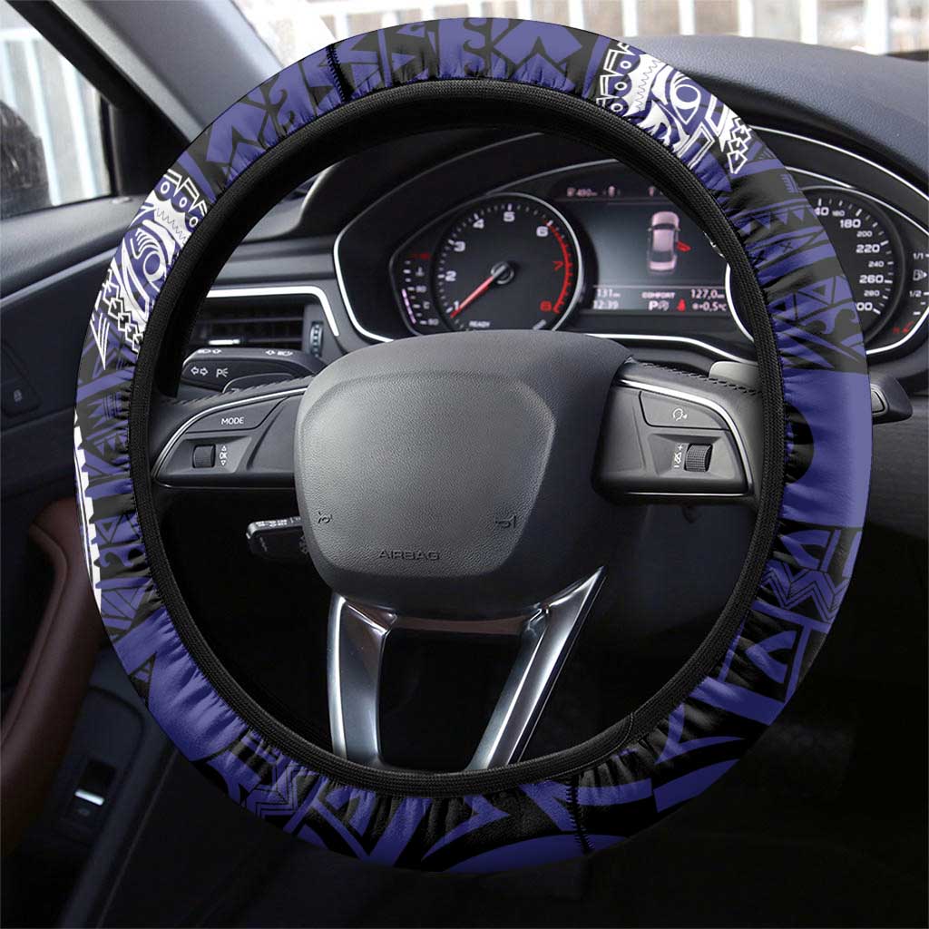 PNG New Ireland Steering Wheel Cover Bird of Paradise Tattoo Flag Motif - Polynesian Pride