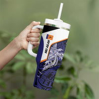 Personalised PNG New Ireland Tumbler With Handle Bird of Paradise Tattoo Flag Motif - Polynesian Pride