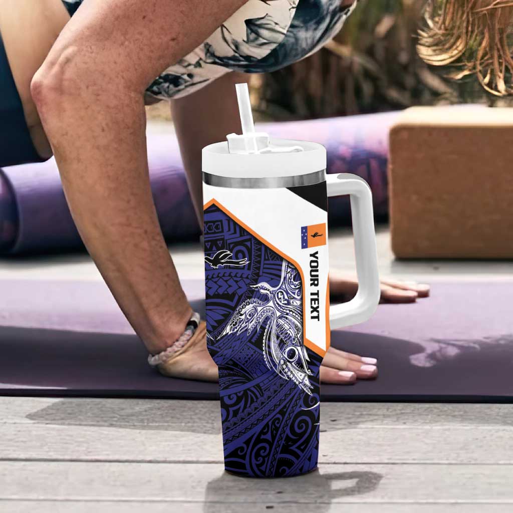 Personalised PNG New Ireland Tumbler With Handle Bird of Paradise Tattoo Flag Motif - Polynesian Pride