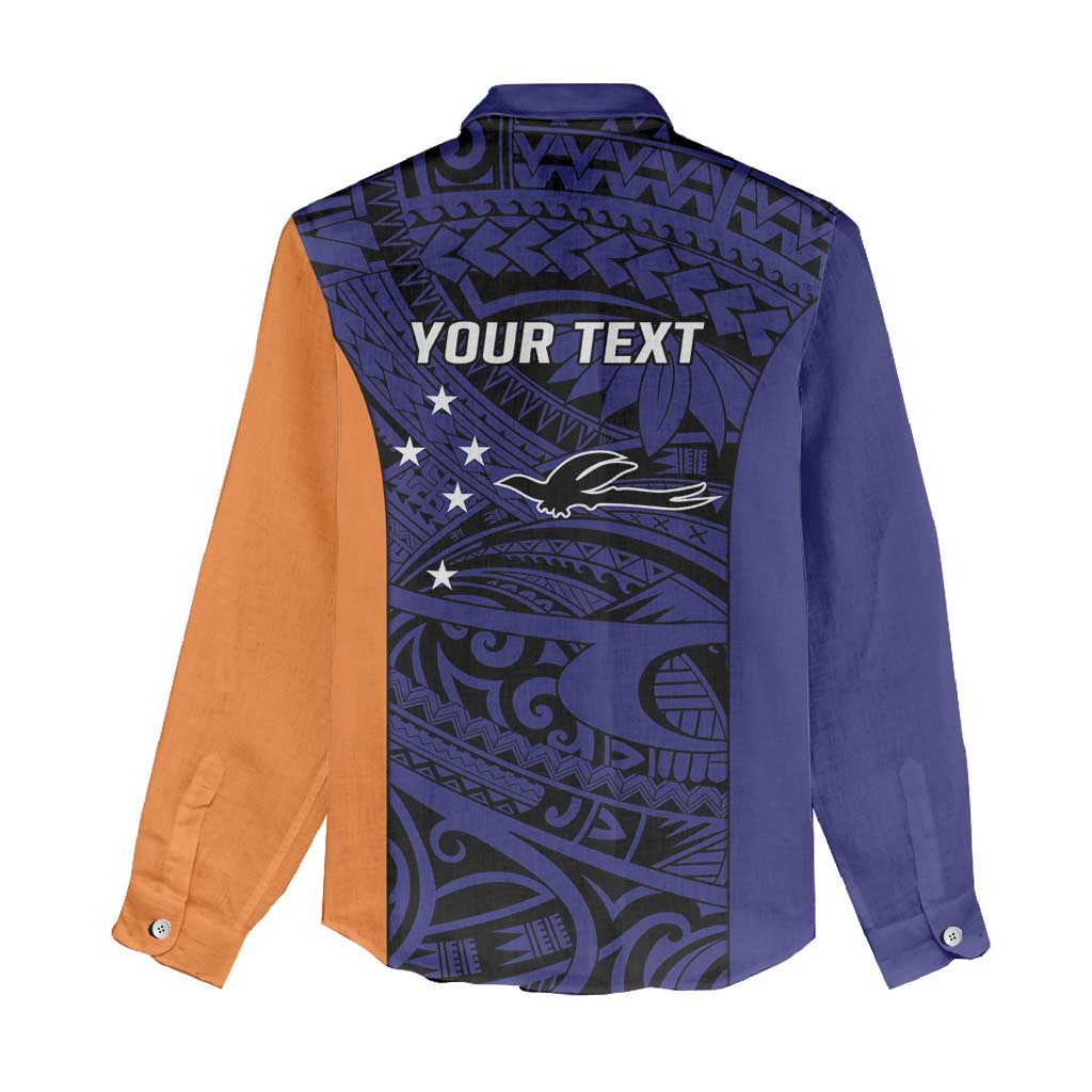 Personalised PNG New Ireland Women Casual Shirt Bird of Paradise Tattoo Flag Motif - Polynesian Pride