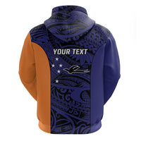 Personalised PNG New Ireland Zip Hoodie Bird of Paradise Tattoo Flag Motif - Polynesian Pride