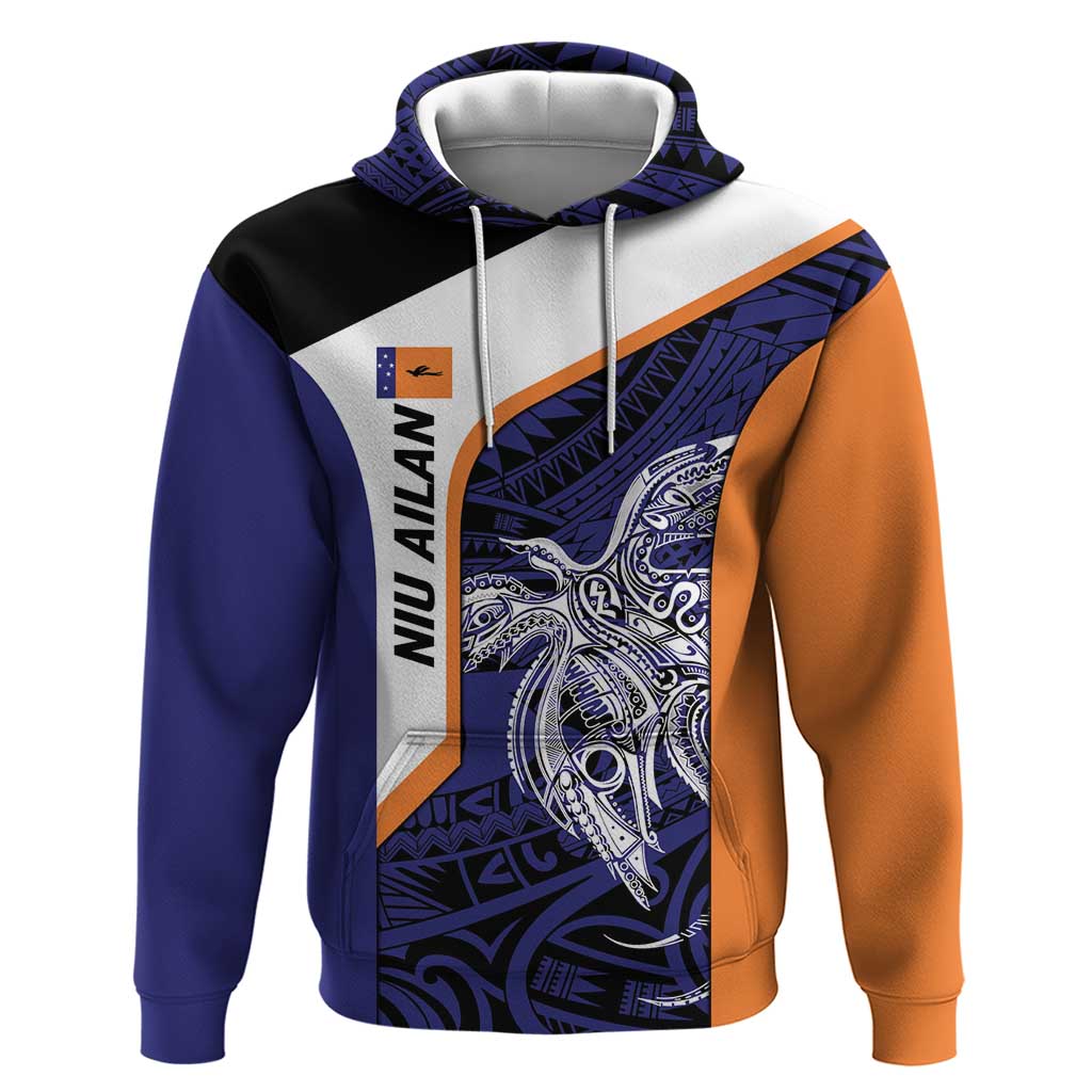 Personalised PNG New Ireland Zip Hoodie Bird of Paradise Tattoo Flag Motif - Polynesian Pride