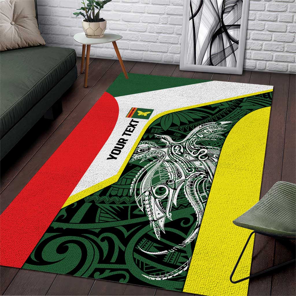 Personalised PNG Oro Province Area Rug Bird of Paradise Tattoo Flag Motif - Polynesian Pride