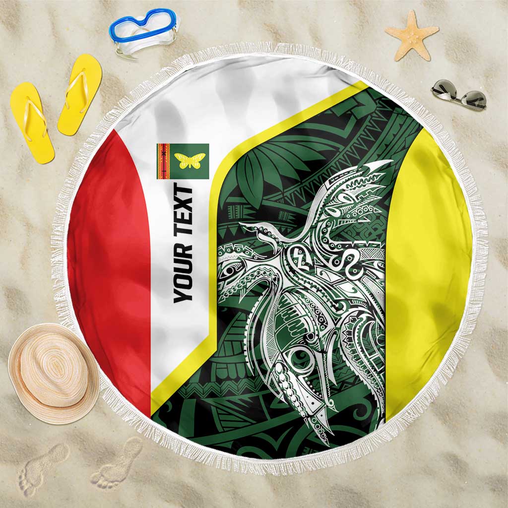 Personalised PNG Oro Province Beach Blanket Bird of Paradise Tattoo Flag Motif LT9 One Size 150cm Green - Polynesian Pride
