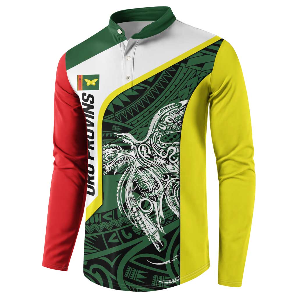 Personalised PNG Oro Province Button Sweatshirt Bird of Paradise Tattoo Flag Motif LT9 - Polynesian Pride