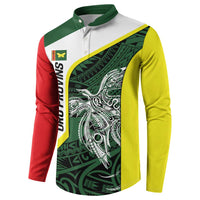 Personalised PNG Oro Province Button Sweatshirt Bird of Paradise Tattoo Flag Motif LT9 - Polynesian Pride