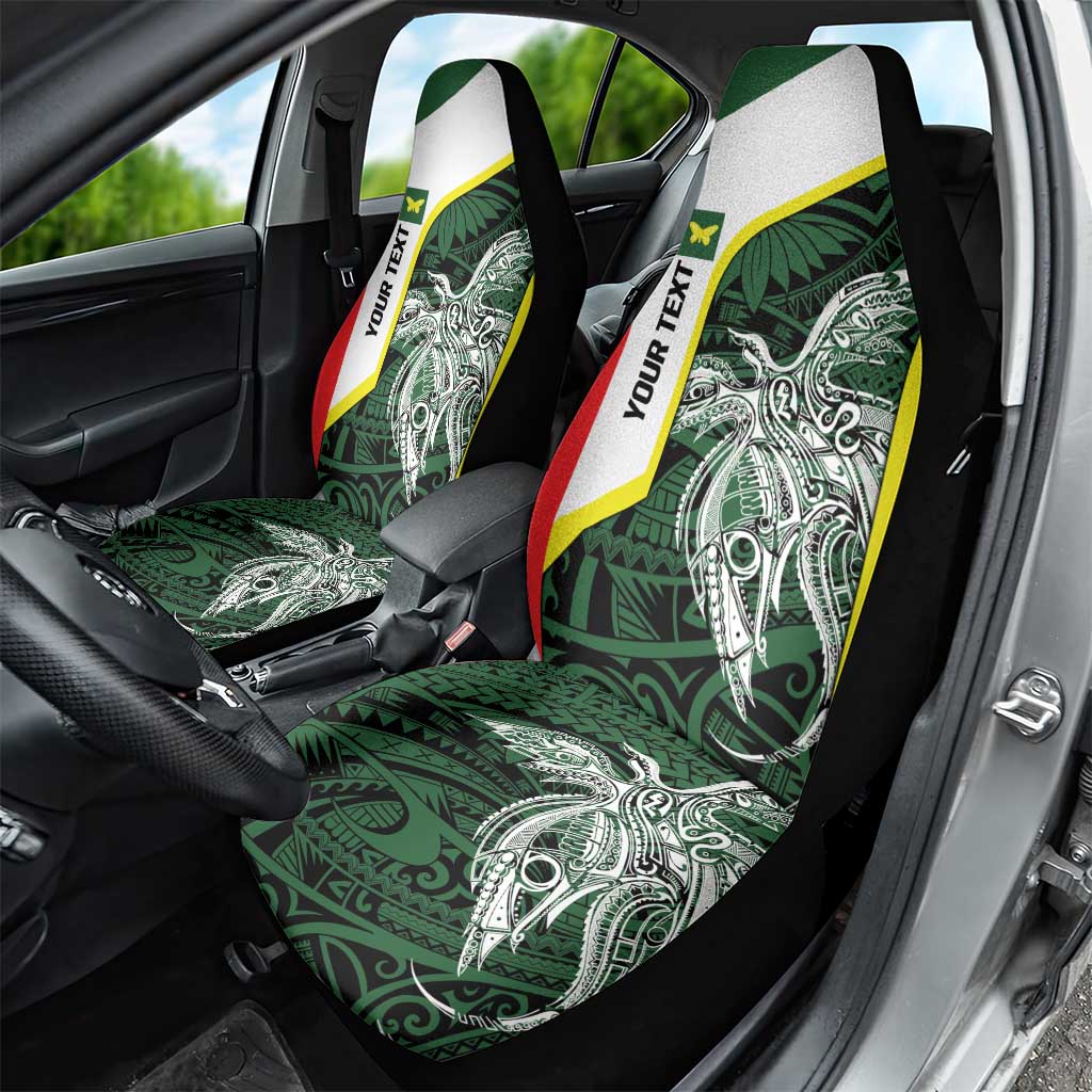 Personalised PNG Oro Province Car Seat Cover Bird of Paradise Tattoo Flag Motif - Polynesian Pride