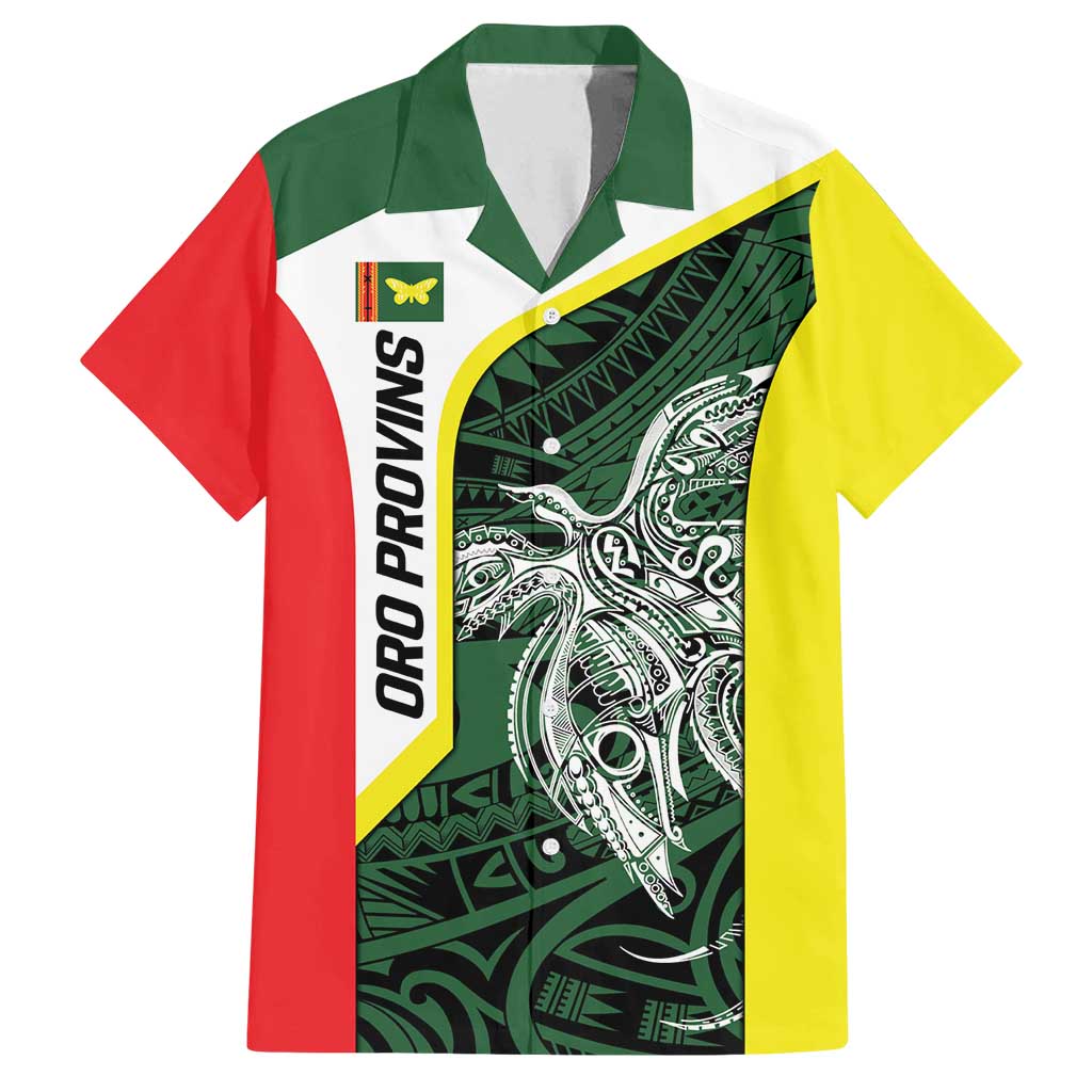 Personalised PNG Oro Province Family Matching Long Sleeve Bodycon Dress and Hawaiian Shirt Bird of Paradise Tattoo Flag Motif LT9 Dad's Shirt - Short Sleeve Green - Polynesian Pride