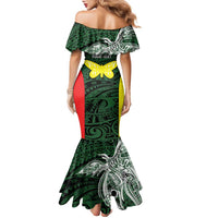 Personalised PNG Oro Province Family Matching Mermaid Dress and Hawaiian Shirt Bird of Paradise Tattoo Flag Motif LT9 - Polynesian Pride