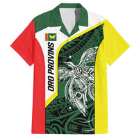 Personalised PNG Oro Province Family Matching Short Sleeve Bodycon Dress and Hawaiian Shirt Bird of Paradise Tattoo Flag Motif LT9 Dad's Shirt - Short Sleeve Green - Polynesian Pride