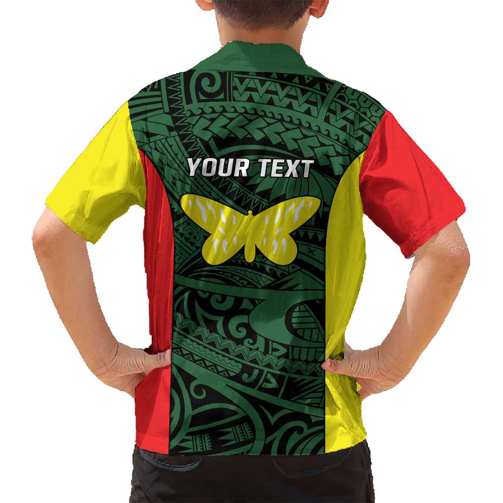 Personalised PNG Oro Province Family Matching Tank Maxi Dress and Hawaiian Shirt Bird of Paradise Tattoo Flag Motif - Polynesian Pride