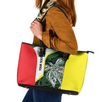 Personalised PNG Oro Province Leather Tote Bag Bird of Paradise Tattoo Flag Motif - Polynesian Pride