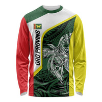 Personalised PNG Oro Province Long Sleeve Shirt Bird of Paradise Tattoo Flag Motif LT9 Unisex Green - Polynesian Pride