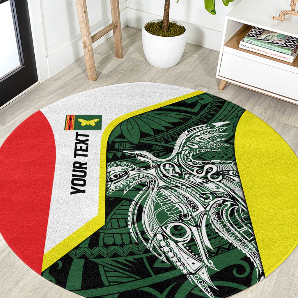 Personalised PNG Oro Province Round Carpet Bird of Paradise Tattoo Flag Motif - Polynesian Pride