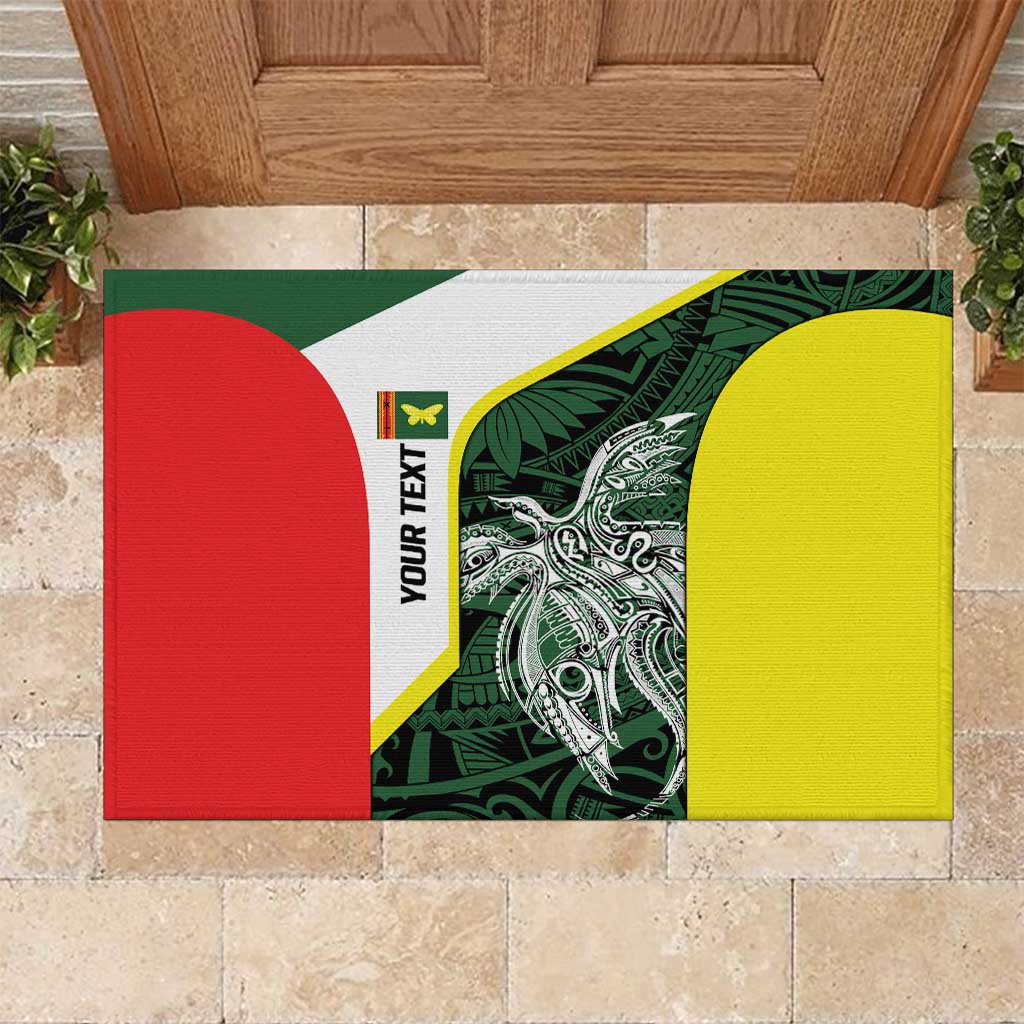 Personalised PNG Oro Province Rubber Doormat Bird of Paradise Tattoo Flag Motif LT9 Green - Polynesian Pride