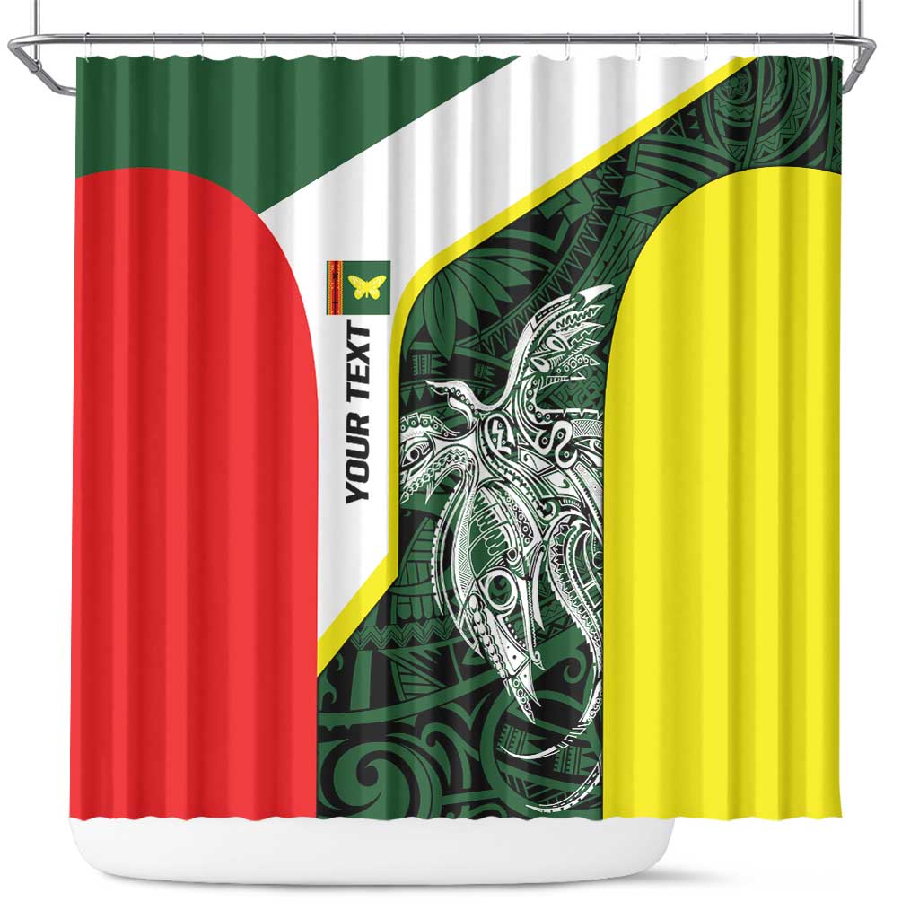 Personalised PNG Oro Province Shower Curtain Bird of Paradise Tattoo Flag Motif - Polynesian Pride