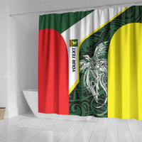 Personalised PNG Oro Province Shower Curtain Bird of Paradise Tattoo Flag Motif - Polynesian Pride
