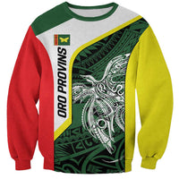 Personalised PNG Oro Province Sweatshirt Bird of Paradise Tattoo Flag Motif LT9 Unisex Green - Polynesian Pride