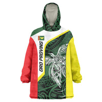 Personalised PNG Oro Province Wearable Blanket Hoodie Bird of Paradise Tattoo Flag Motif LT9 One Size Green - Polynesian Pride