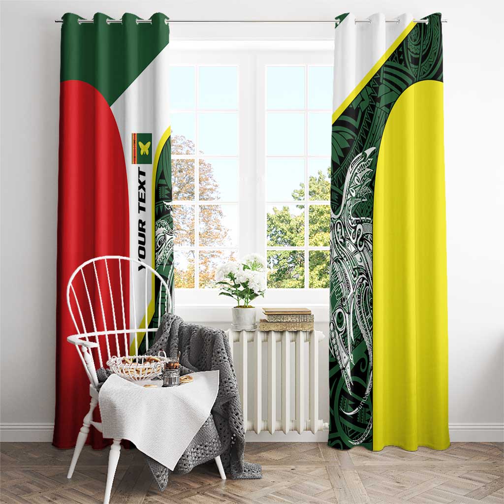 Personalised PNG Oro Province Window Curtain Bird of Paradise Tattoo Flag Motif - Polynesian Pride