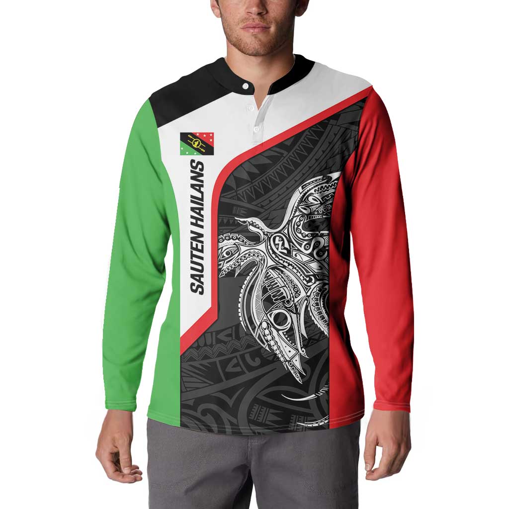 Personalised PNG Southern Highlands Province Button Sweatshirt Bird of Paradise Tattoo Flag Motif LT9 - Polynesian Pride