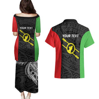 Personalised PNG Southern Highlands Province Couples Matching Puletasi and Hawaiian Shirt Bird of Paradise Tattoo Flag Motif LT9 - Polynesian Pride
