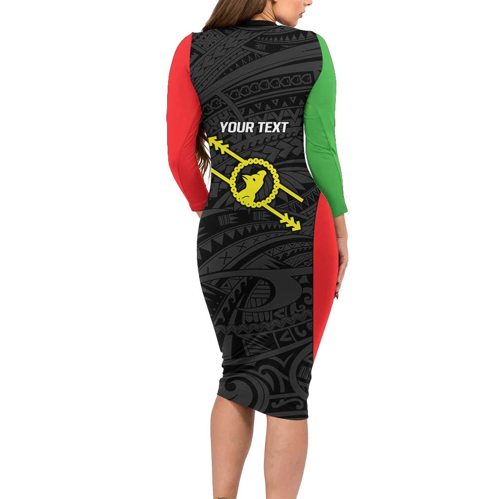 Personalised PNG Southern Highlands Province Family Matching Long Sleeve Bodycon Dress and Hawaiian Shirt Bird of Paradise Tattoo Flag Motif LT9 - Polynesian Pride