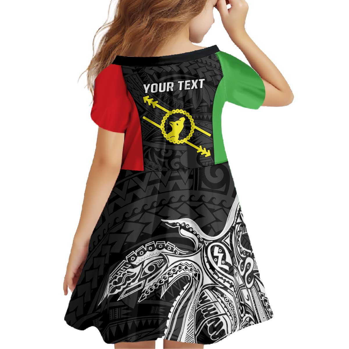 Personalised PNG Southern Highlands Province Family Matching Off The Shoulder Long Sleeve Dress and Hawaiian Shirt Bird of Paradise Tattoo Flag Motif LT9 - Polynesian Pride