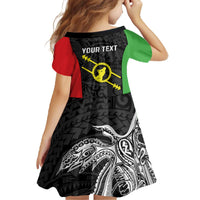 Personalised PNG Southern Highlands Province Family Matching Off The Shoulder Long Sleeve Dress and Hawaiian Shirt Bird of Paradise Tattoo Flag Motif LT9 - Polynesian Pride