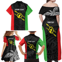 Personalised PNG Southern Highlands Province Family Matching Off Shoulder Maxi Dress and Hawaiian Shirt Bird of Paradise Tattoo Flag Motif LT9 - Polynesian Pride