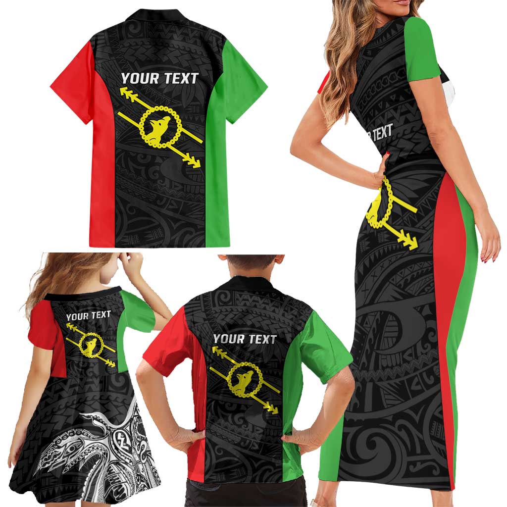 Personalised PNG Southern Highlands Province Family Matching Short Sleeve Bodycon Dress and Hawaiian Shirt Bird of Paradise Tattoo Flag Motif LT9 - Polynesian Pride