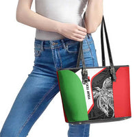 Personalised PNG Southern Highlands Province Leather Tote Bag Bird of Paradise Tattoo Flag Motif - Polynesian Pride