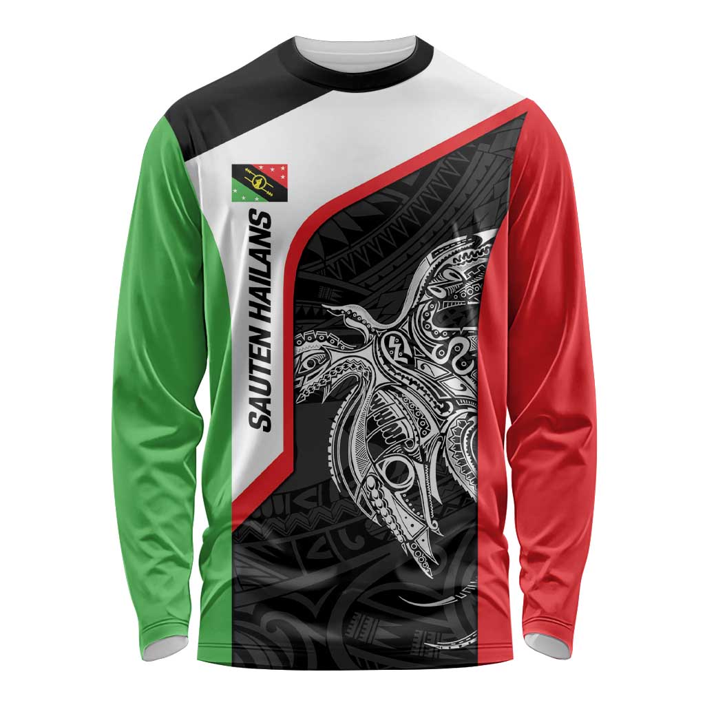 Personalised PNG Southern Highlands Province Long Sleeve Shirt Bird of Paradise Tattoo Flag Motif LT9 Unisex Red - Polynesian Pride