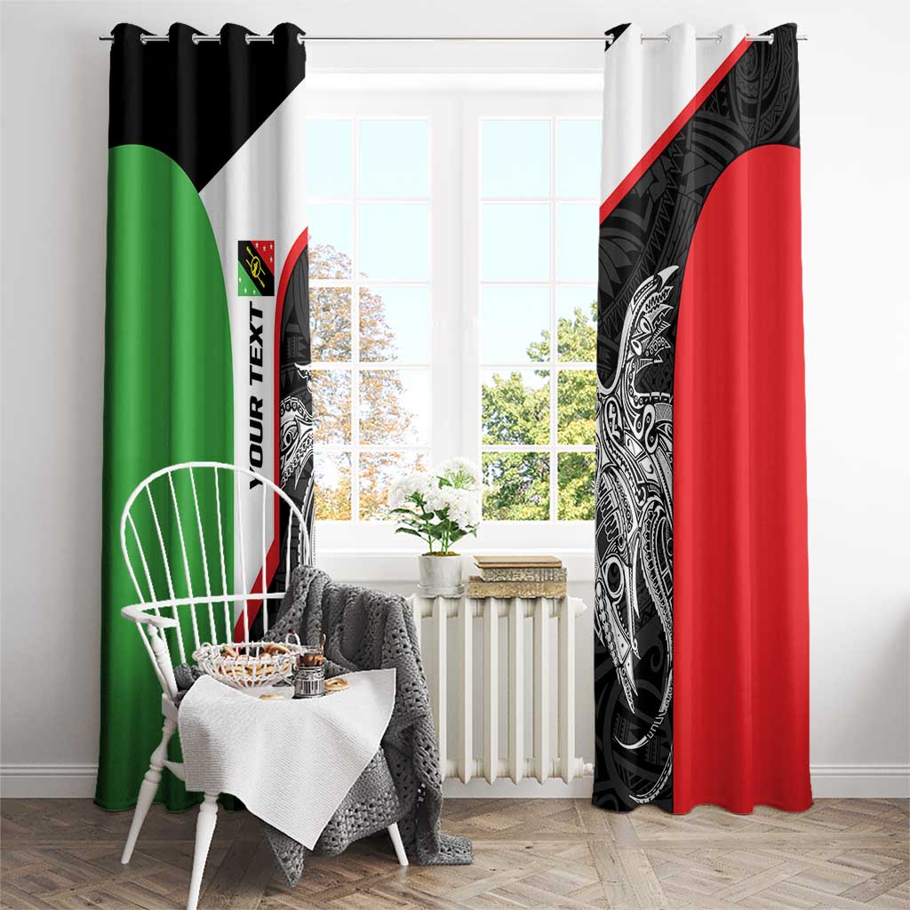 Personalised PNG Southern Highlands Province Window Curtain Bird of Paradise Tattoo Flag Motif - Polynesian Pride