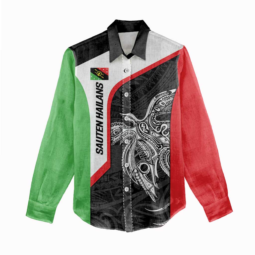 Personalised PNG Southern Highlands Province Women Casual Shirt Bird of Paradise Tattoo Flag Motif - Polynesian Pride