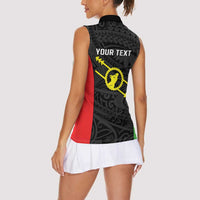 Personalised PNG Southern Highlands Province Women Sleeveless Polo Shirt Bird of Paradise Tattoo Flag Motif - Polynesian Pride