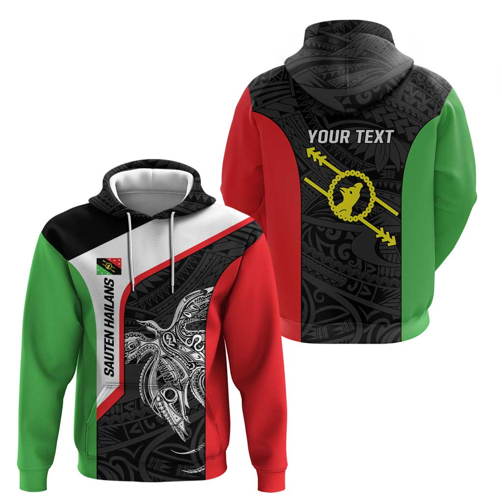 Personalised PNG Southern Highlands Province Zip Hoodie Bird of Paradise Tattoo Flag Motif - Polynesian Pride