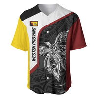 Personalised PNG Western Province Baseball Jersey Bird of Paradise Tattoo Flag Motif - Polynesian Pride