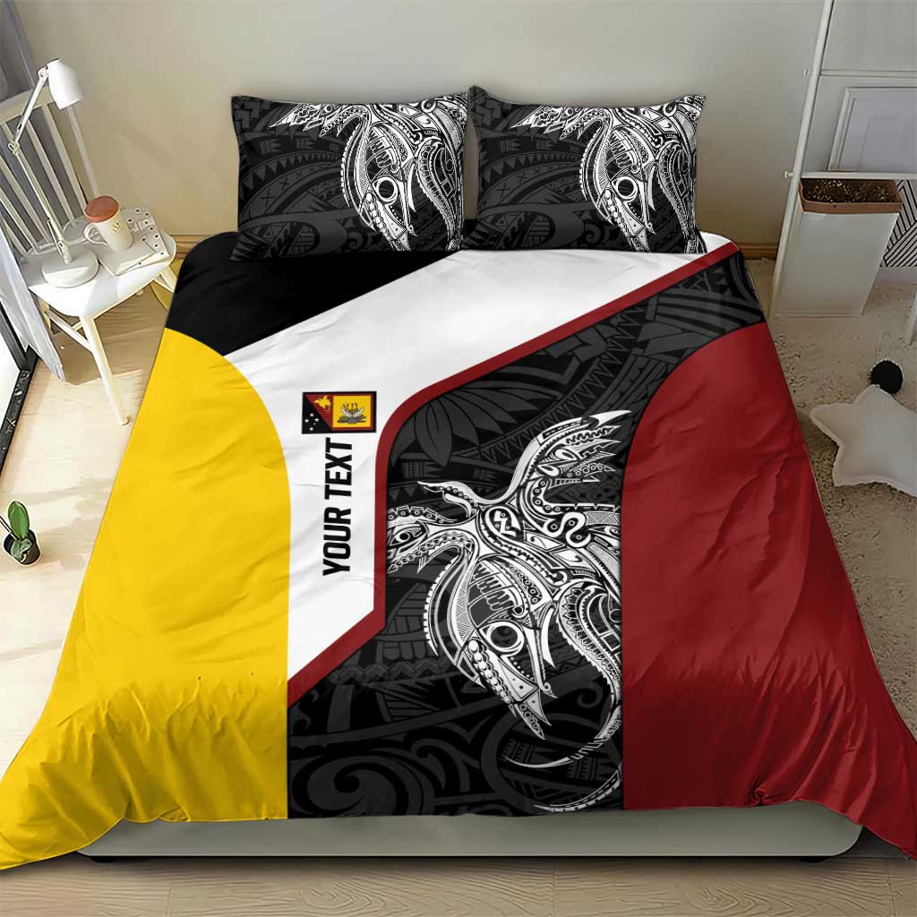 Personalised PNG Western Province Bedding Set Bird of Paradise Tattoo Flag Motif - Polynesian Pride