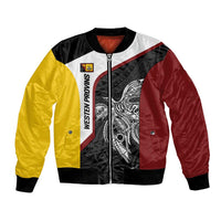 Personalised PNG Western Province Bomber Jacket Bird of Paradise Tattoo Flag Motif - Polynesian Pride