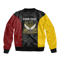 Personalised PNG Western Province Bomber Jacket Bird of Paradise Tattoo Flag Motif - Polynesian Pride