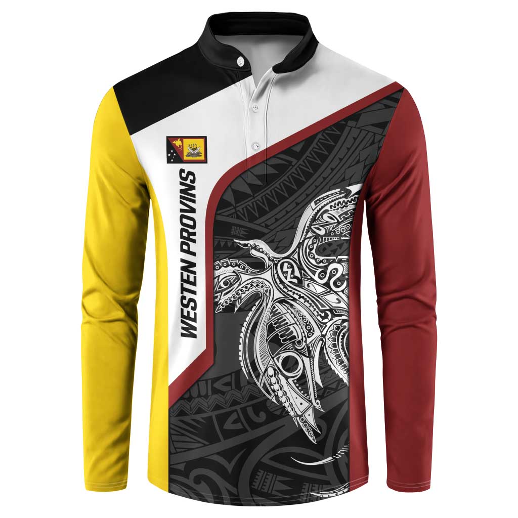 Personalised PNG Western Province Button Sweatshirt Bird of Paradise Tattoo Flag Motif LT9 Red - Polynesian Pride